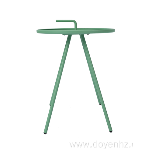 42cm Metal Round Side Table with L-Shaped Handle